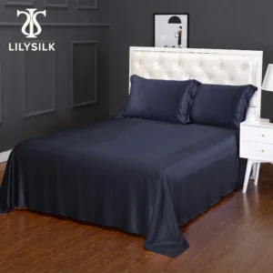 My Luxury Silk 3 Pieces Silk Bed Sheet Set Luxury 19 Momme Queen King Flat Sheet With 2 Pillowcases Comforter Beddings Free Shipping