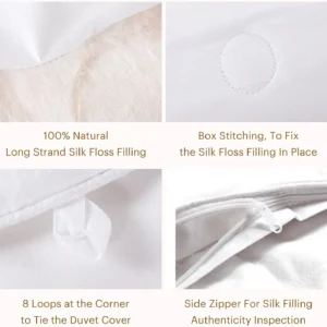 My Luxury Silk-All Season  Comforter, Duvet, Quilt, 100% Long Strand,  Floss Filling,  Cotton Cover, Breathable and Warm, - Image 3